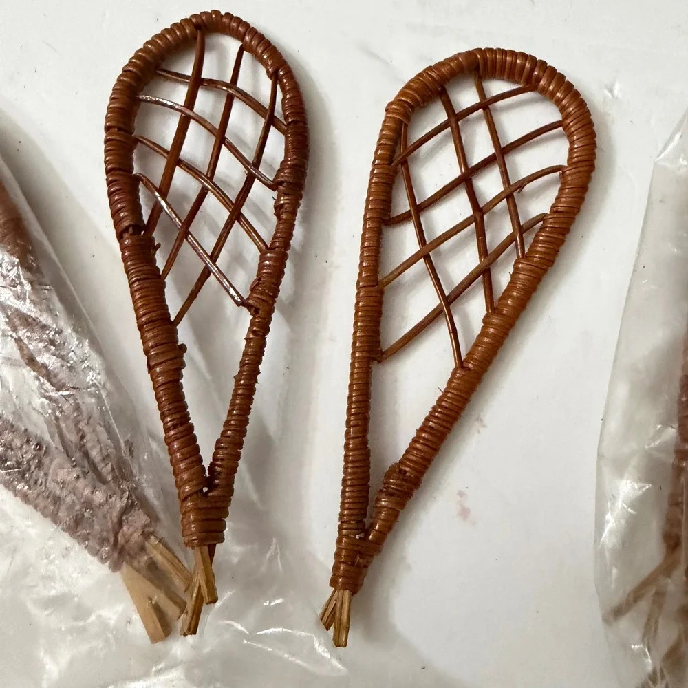 Vintage Miniature Snowshoes and Straw Brooms Rustic Winter Lodge Decor Set of 6
